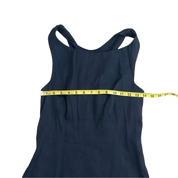 M.M.Lafleur Midi Navy Blue Racerback Twist Strap Dress Flowy Structured Size 4 - Picture 7 of 8